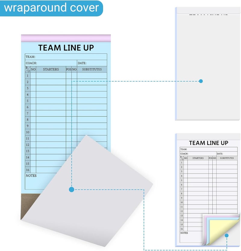 suituts 90 Sets Baseball/Softball Lineup Cards, 4 Part Carbonless, 16 Player Roster Lineup Sheets for Coaches, Team, Sports (3 Pads, 4.5 x 8 Inch - Image 4